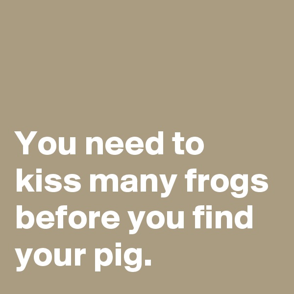 


You need to kiss many frogs before you find your pig.