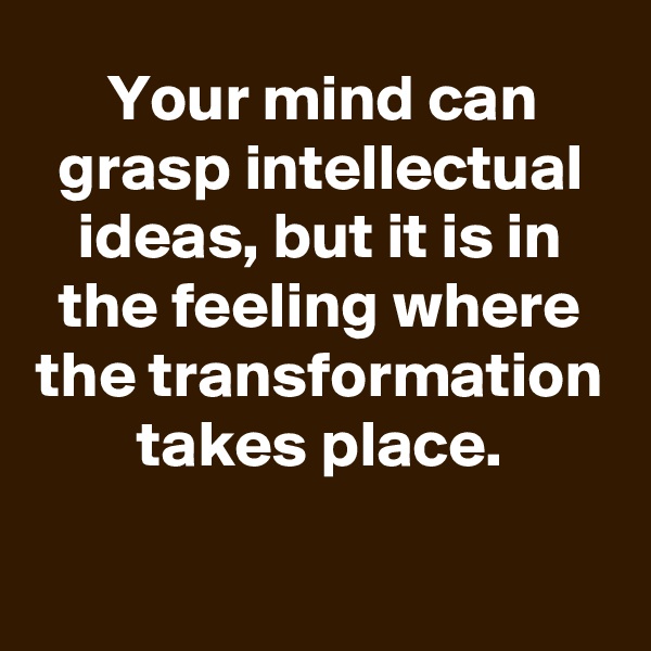 Your mind can grasp intellectual ideas, but it is in the feeling where the transformation takes place.

