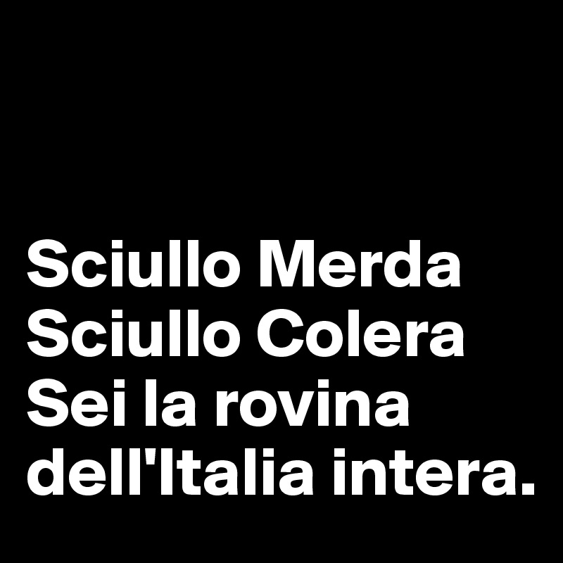 


Sciullo Merda Sciullo Colera 
Sei la rovina dell'Italia intera.