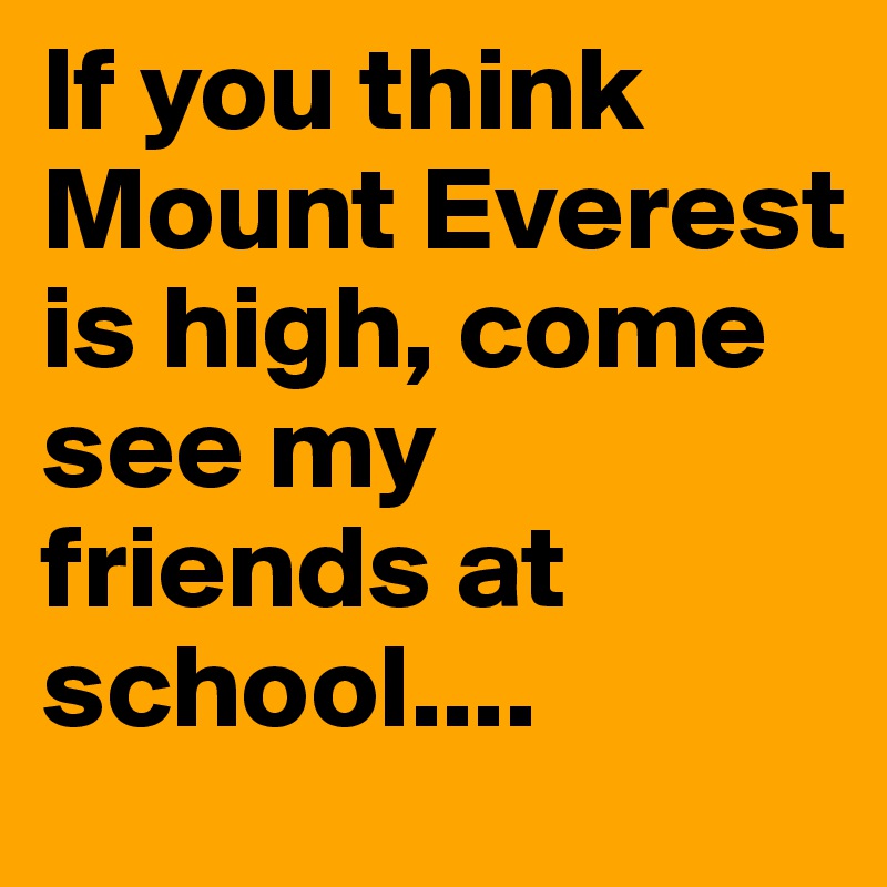 If you think Mount Everest is high, come see my friends at school....