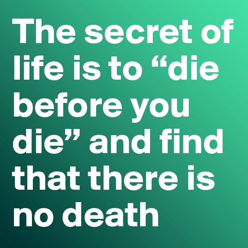 The secret of life is to “die before you die” and find that there is no death