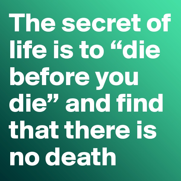 The secret of life is to “die before you die” and find that there is no death