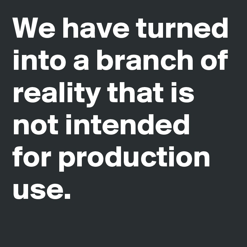 We have turned into a branch of reality that is not intended for production use.
