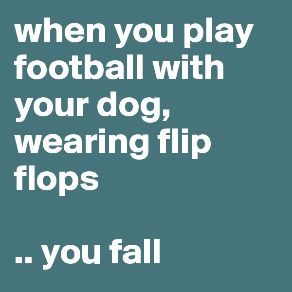 when you play football with your dog, wearing flip flops

.. you fall 