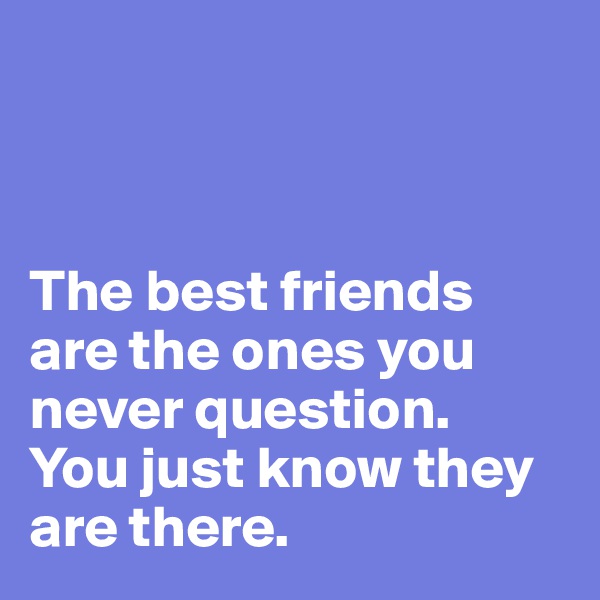 



The best friends are the ones you never question. 
You just know they are there.