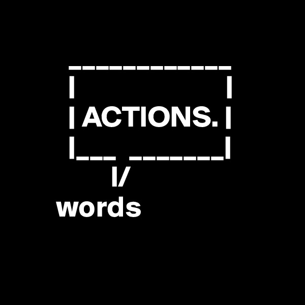  
         ____________
         |                         |
         | ACTIONS. |
         |___  _______|
                l/
       words

