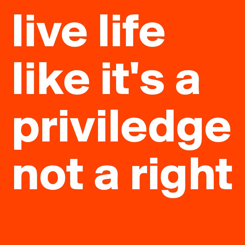 live life like it's a priviledge not a right