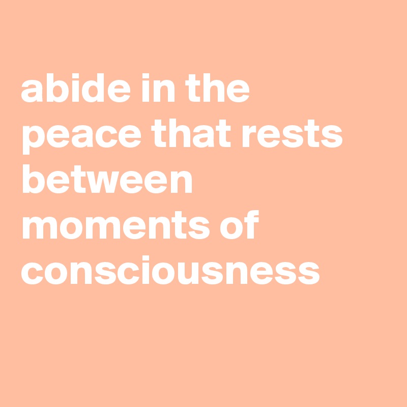 
abide in the peace that rests between moments of consciousness

