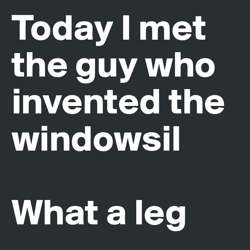 Today I met the guy who invented the windowsil

What a leg