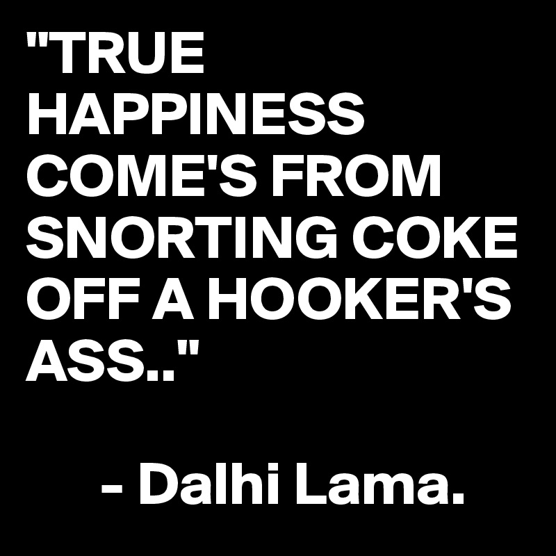 "TRUE HAPPINESS COME'S FROM SNORTING COKE OFF A HOOKER'S ASS.."

      - Dalhi Lama.