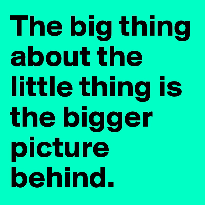 The big thing about the little thing is the bigger picture behind.