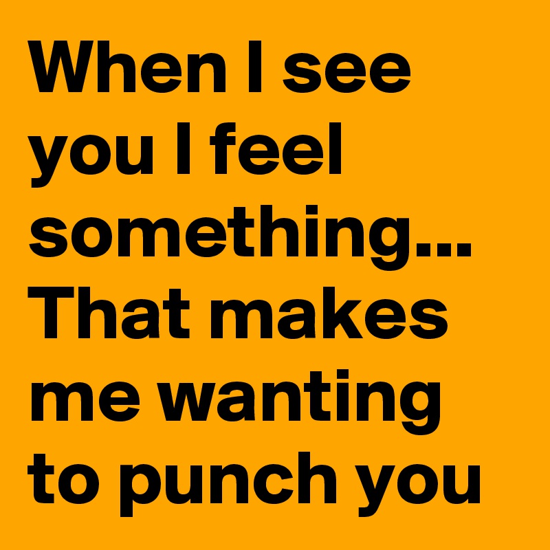 When I see you I feel something... That makes me wanting to punch you
