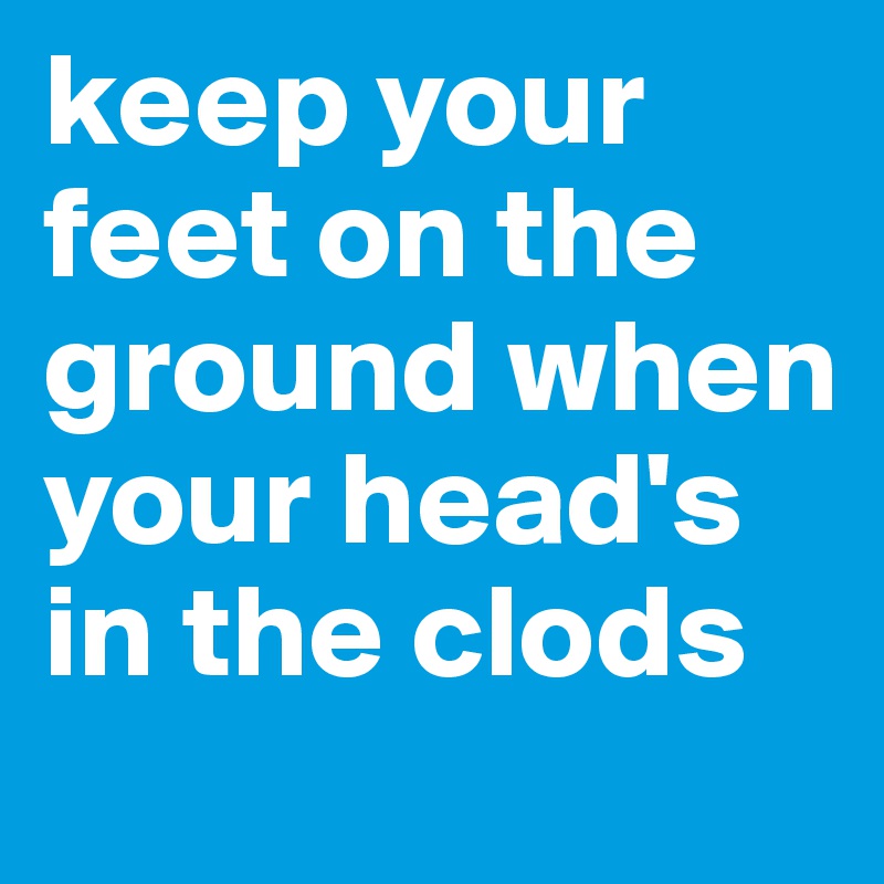 keep your feet on the ground when your head's in the clods