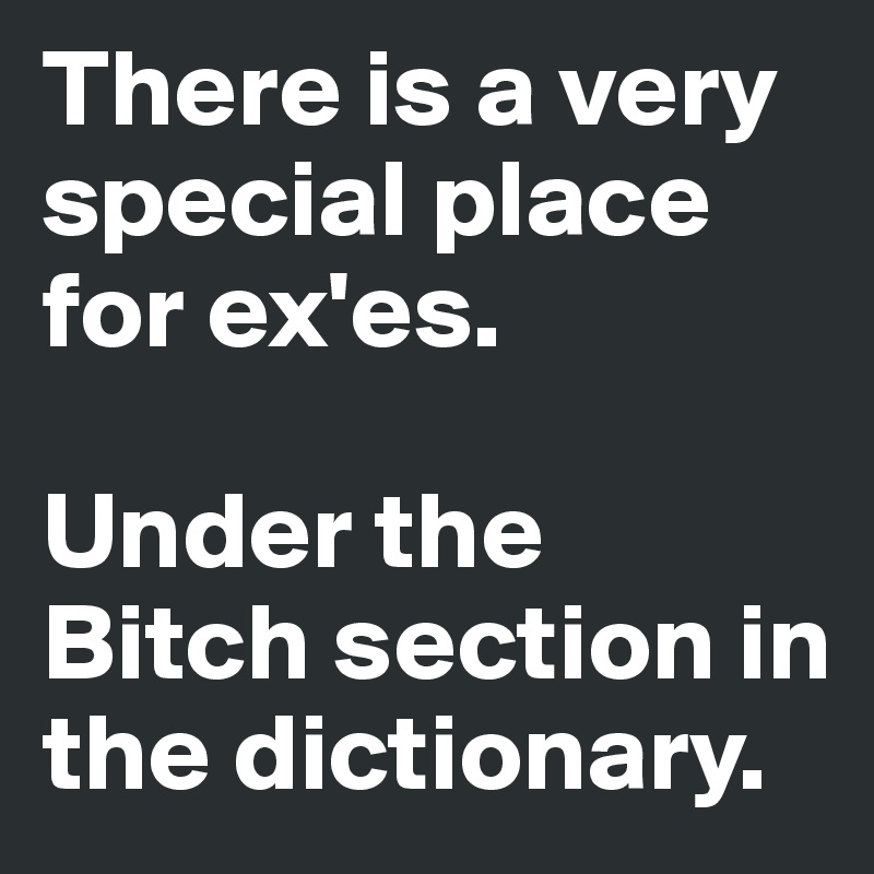 There is a very special place for ex'es. 

Under the Bitch section in the dictionary.