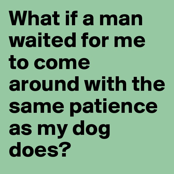 What if a man waited for me to come around with the same patience as my dog does? 