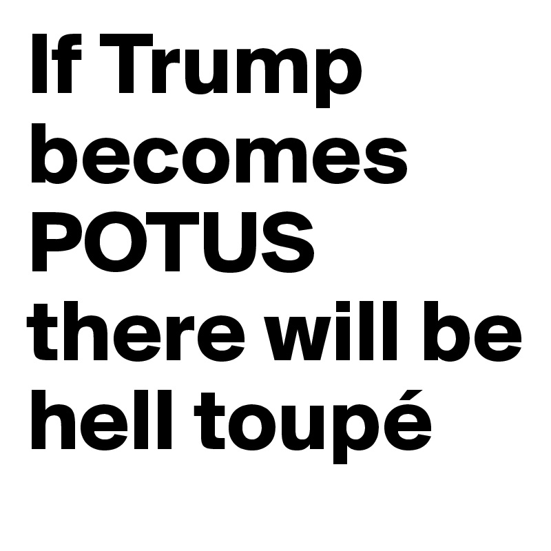If Trump becomes POTUS
there will be hell toupé