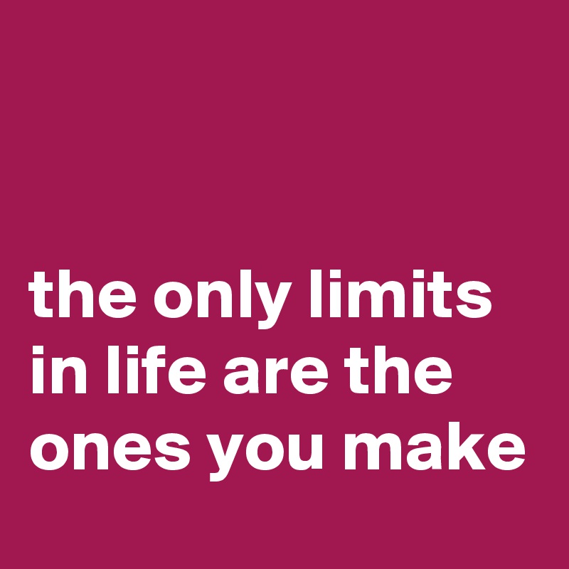 


the only limits in life are the ones you make
