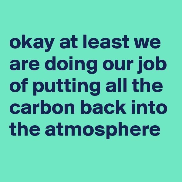 
okay at least we are doing our job of putting all the carbon back into the atmosphere
