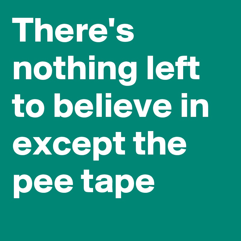 There's nothing left to believe in except the pee tape