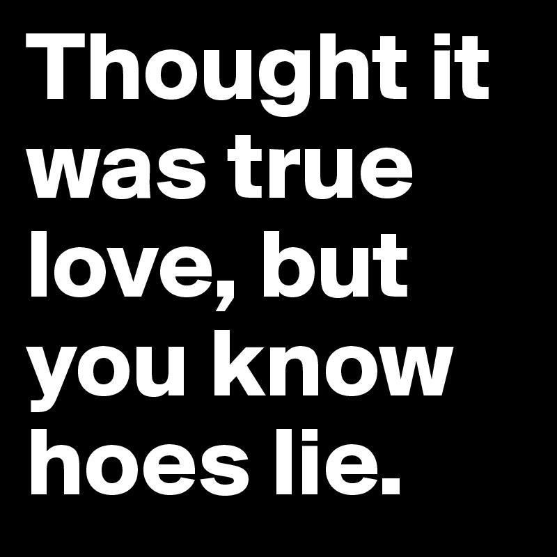 Thought it was true love, but you know hoes lie. 
