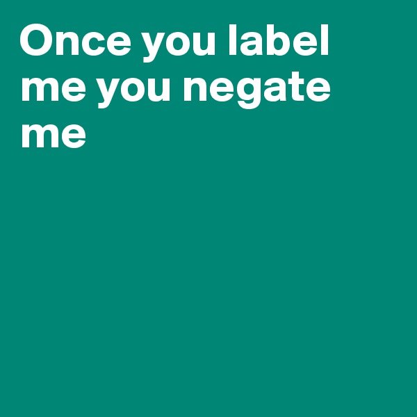Once you label me you negate me




