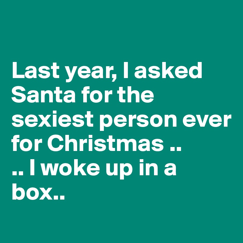 

Last year, I asked Santa for the sexiest person ever for Christmas ..
.. I woke up in a box..