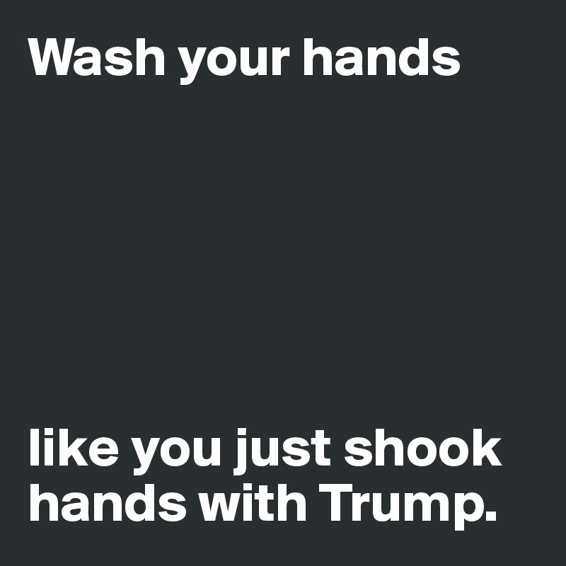 Wash your hands






like you just shook hands with Trump.