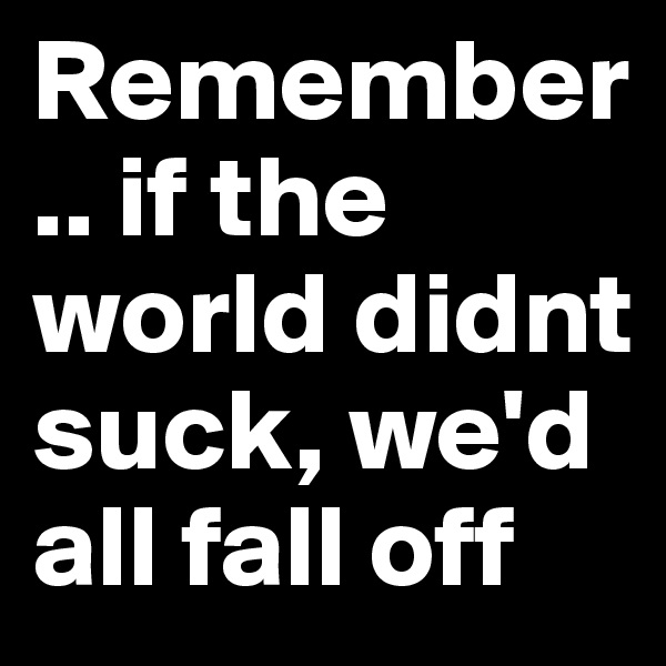 Remember.. if the world didnt suck, we'd all fall off