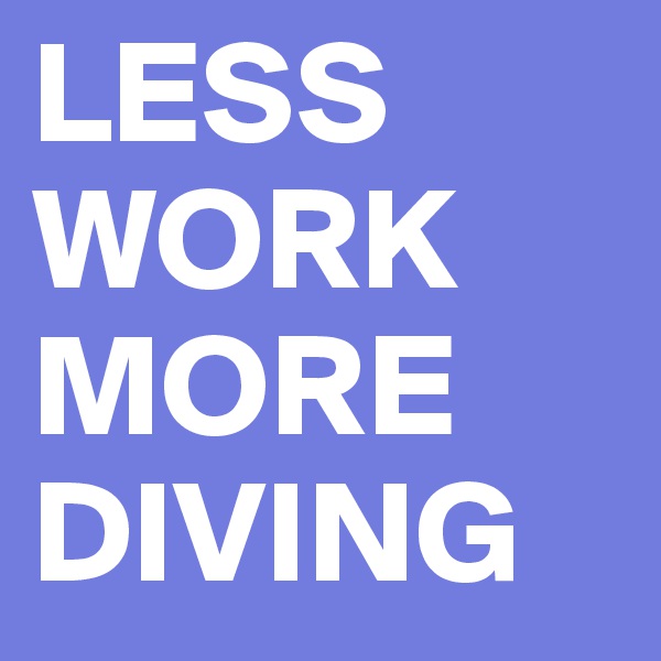 LESS WORK MORE DIVING