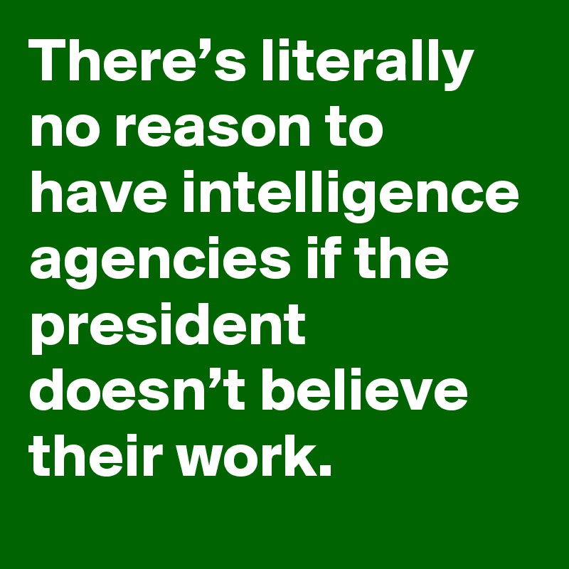 There’s literally no reason to have intelligence agencies if the president doesn’t believe their work.