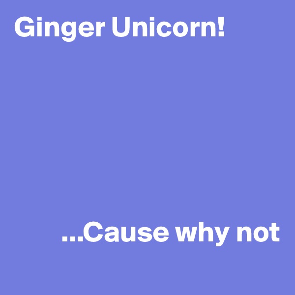 Ginger Unicorn!   






        ...Cause why not