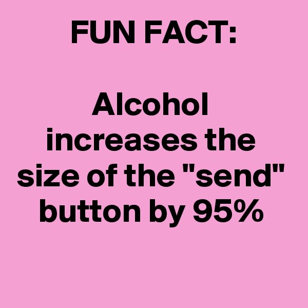 FUN FACT:

Alcohol increases the size of the "send" button by 95%
