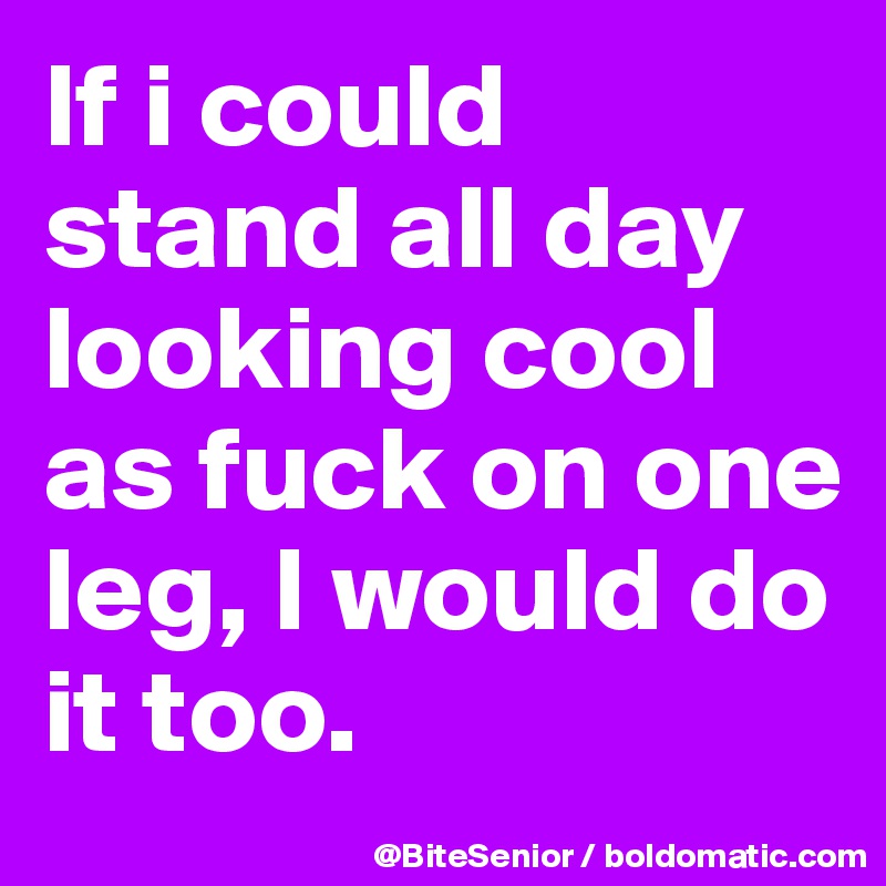 If i could stand all day looking cool as fuck on one leg, I would do it too. 