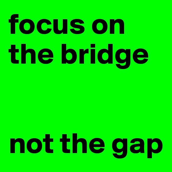 focus on the bridge


not the gap