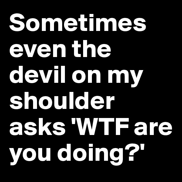 Sometimes even the devil on my shoulder asks 'WTF are you doing?'