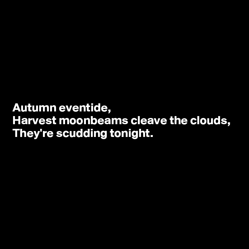 






Autumn eventide,
Harvest moonbeams cleave the clouds,
They're scudding tonight.






