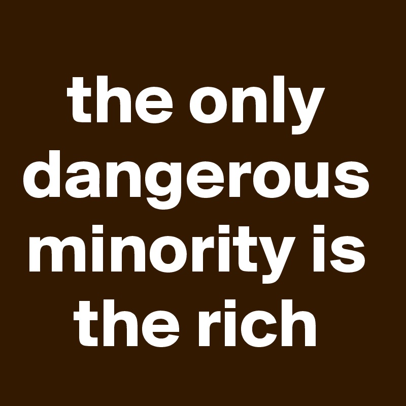 the only dangerous minority is the rich