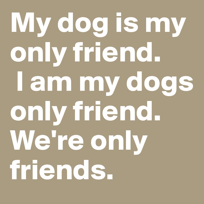 My dog is my only friend. 
 I am my dogs only friend. 
We're only friends. 