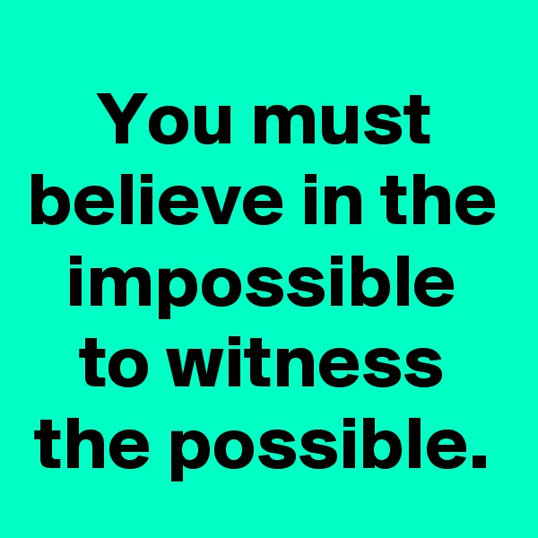 You must believe in the impossible to witness the possible.