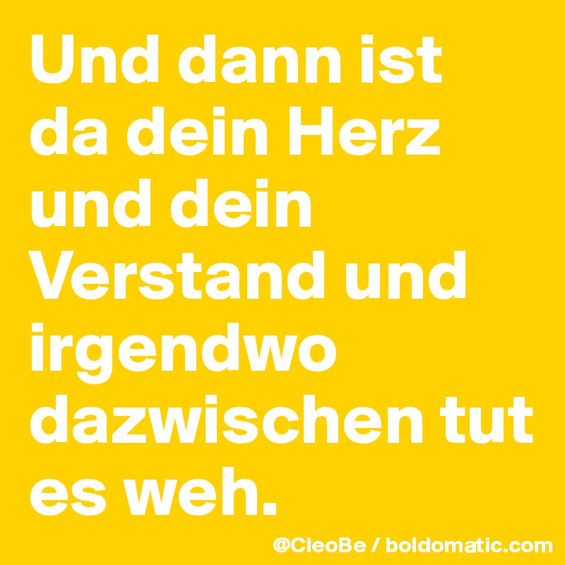 Und dann ist da dein Herz und dein Verstand und irgendwo dazwischen tut es weh. 