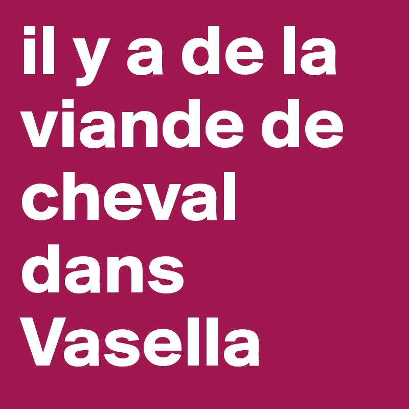 il y a de la viande de cheval dans Vasella