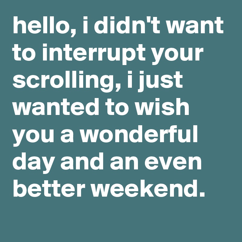 hello, i didn't want to interrupt your scrolling, i just wanted to wish you a wonderful day and an even better weekend. 