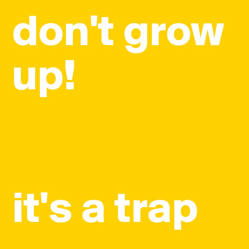 don't grow up!


it's a trap