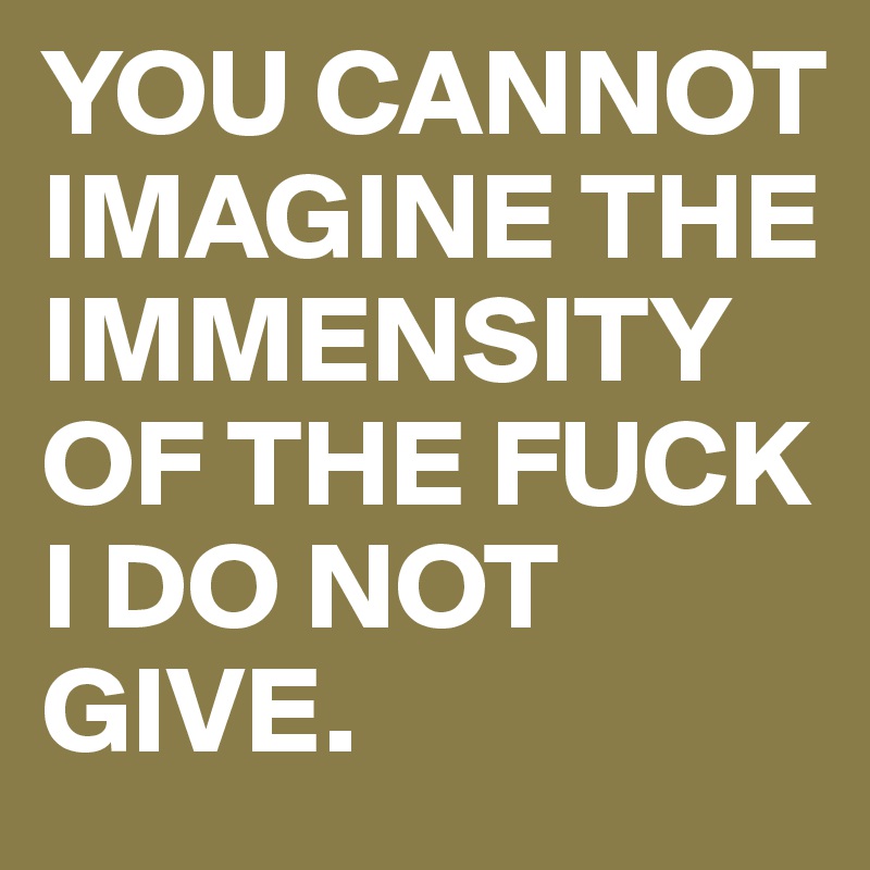 You Cannot Imagine The Immensity Of The Fuck I Do Not Give You Cannot Imagine The Immensity Of The Fuck I Do Not Give