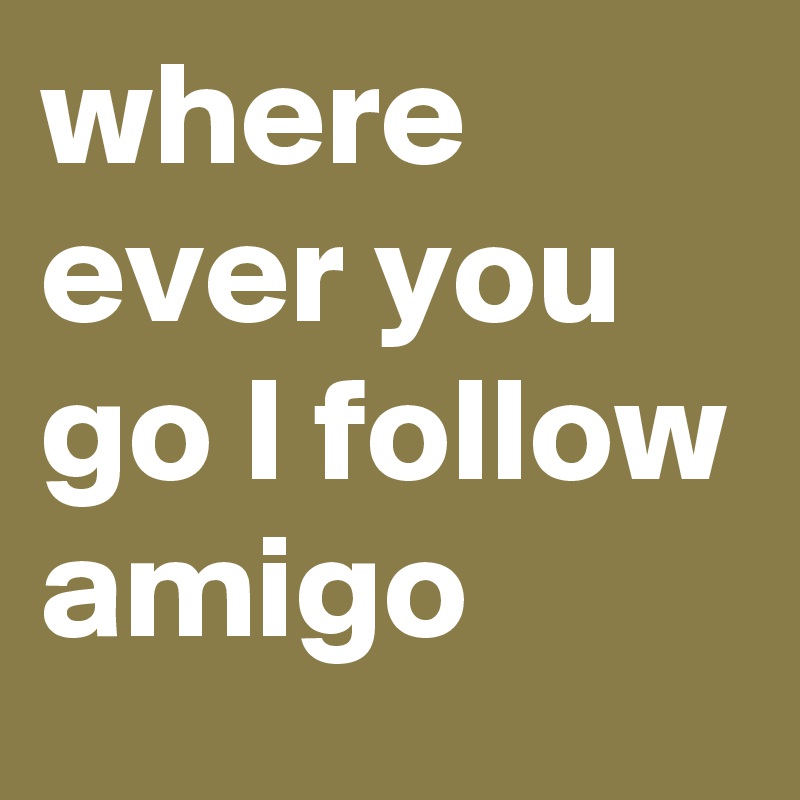 where ever you go I follow amigo