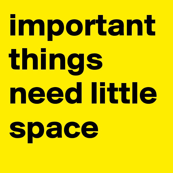 important things need little space