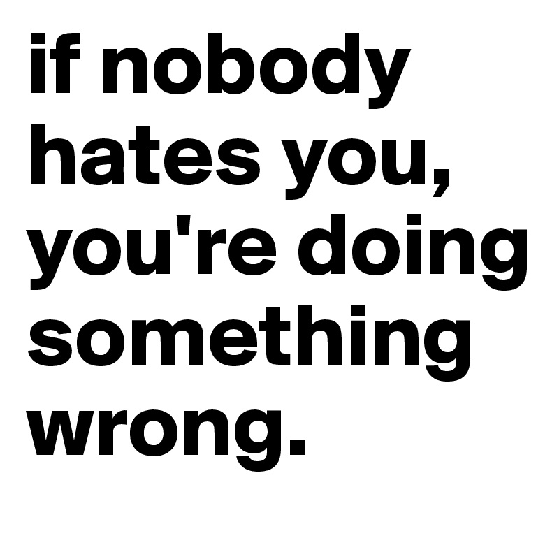if nobody hates you, you're doing something wrong.    