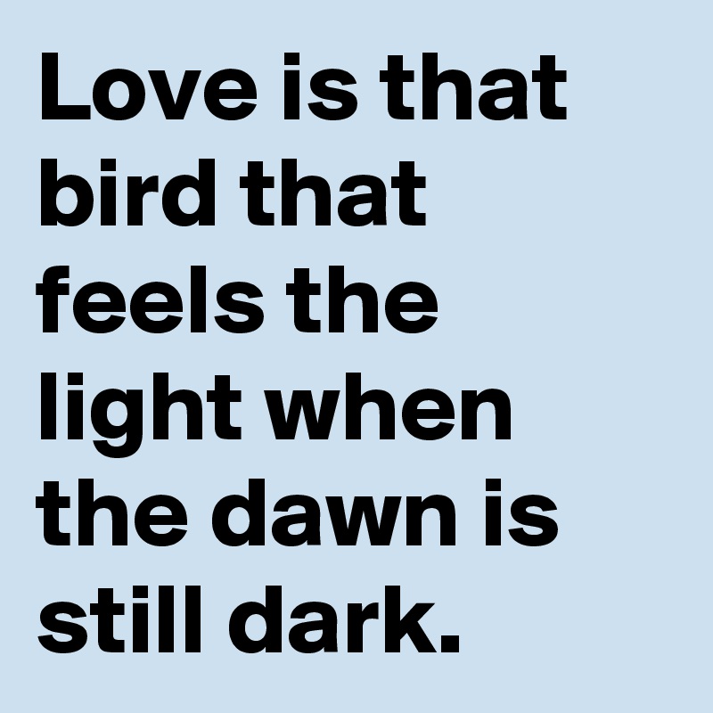 Love is that bird that feels the light when the dawn is still dark.