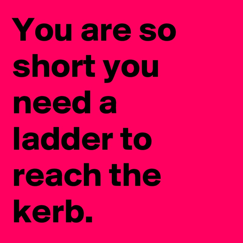You are so short you need a ladder to reach the kerb.