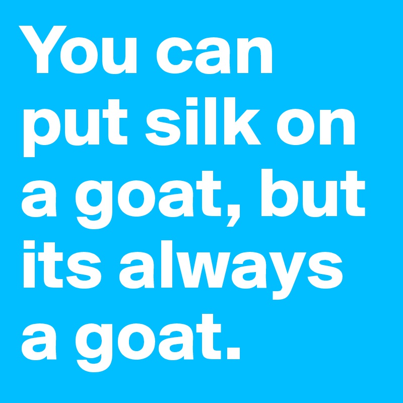 You can put silk on a goat, but its always a goat.